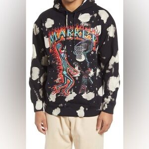 Chinatown Market Skelly Digital Dunk Bleach Dye Hoodie Size XL